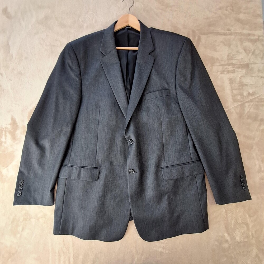Jos A Bank Suit Jacket Mens 48 Long Gray Wool Tailored Fit Double Vent 2 Button